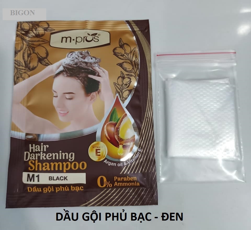 [Đủ Màu] Dầu Gội Nhuộm Tóc  Đen &amp; Nâu Phủ Bạc Siêu Dưỡng M.PROS Gói 25ml