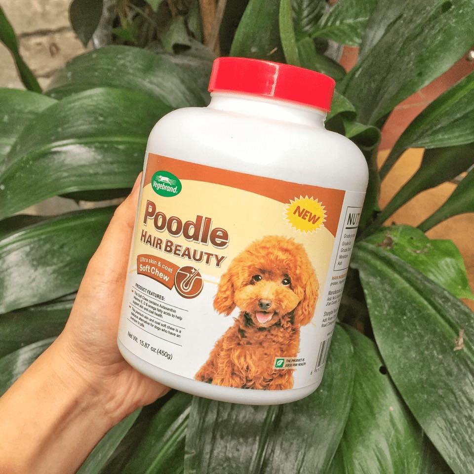 Viên dưỡng lông cho chó Poodle Hair Beauty giúp lông dày, bóng mượt, chắc khỏe rõ rệt sau khi sử dụng