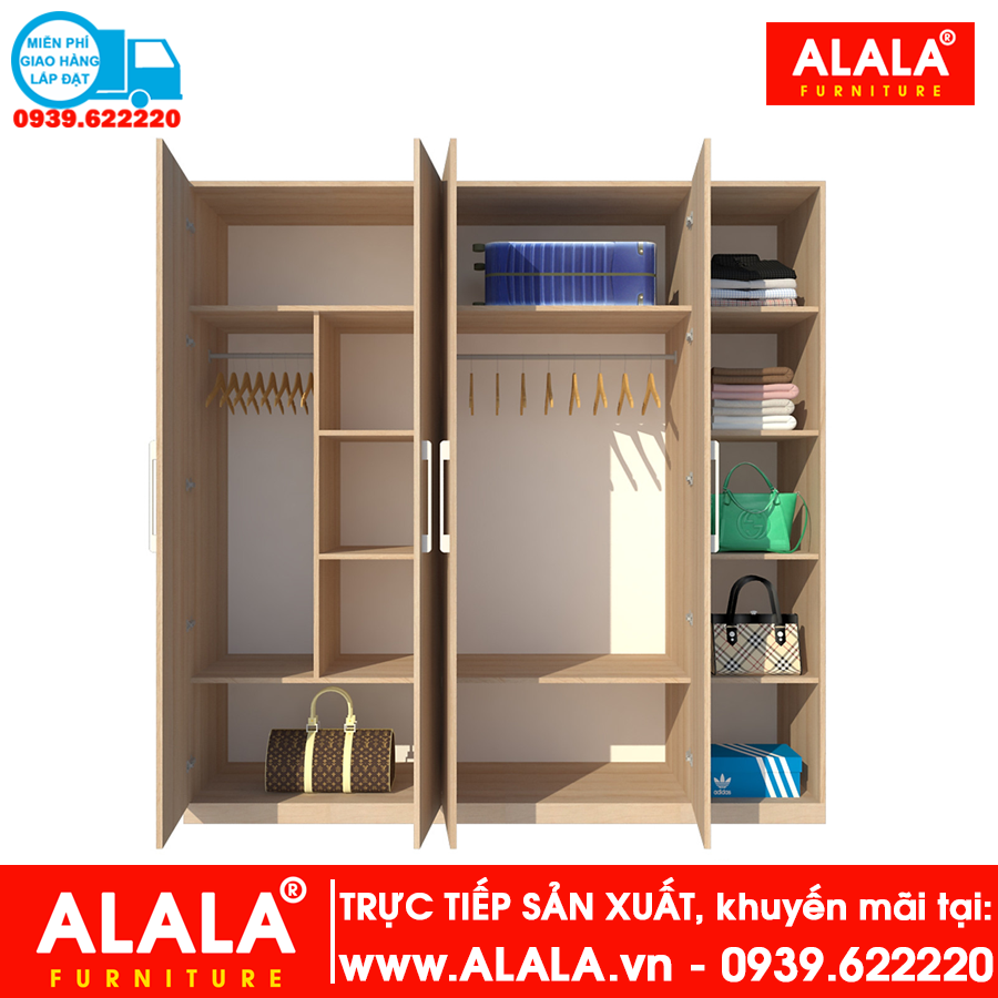 Tủ quần áo ALALA273 gỗ HMR chống nước - www.ALALA.vn - 0939.622220