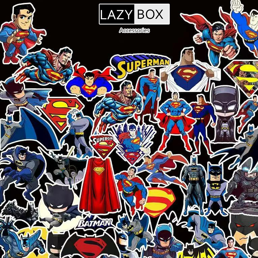 Sticker Super Man và Batman chống thấm nước trang trí mũ bảo hiểm, đàn, guitar, ukulele, điện thoại laptop