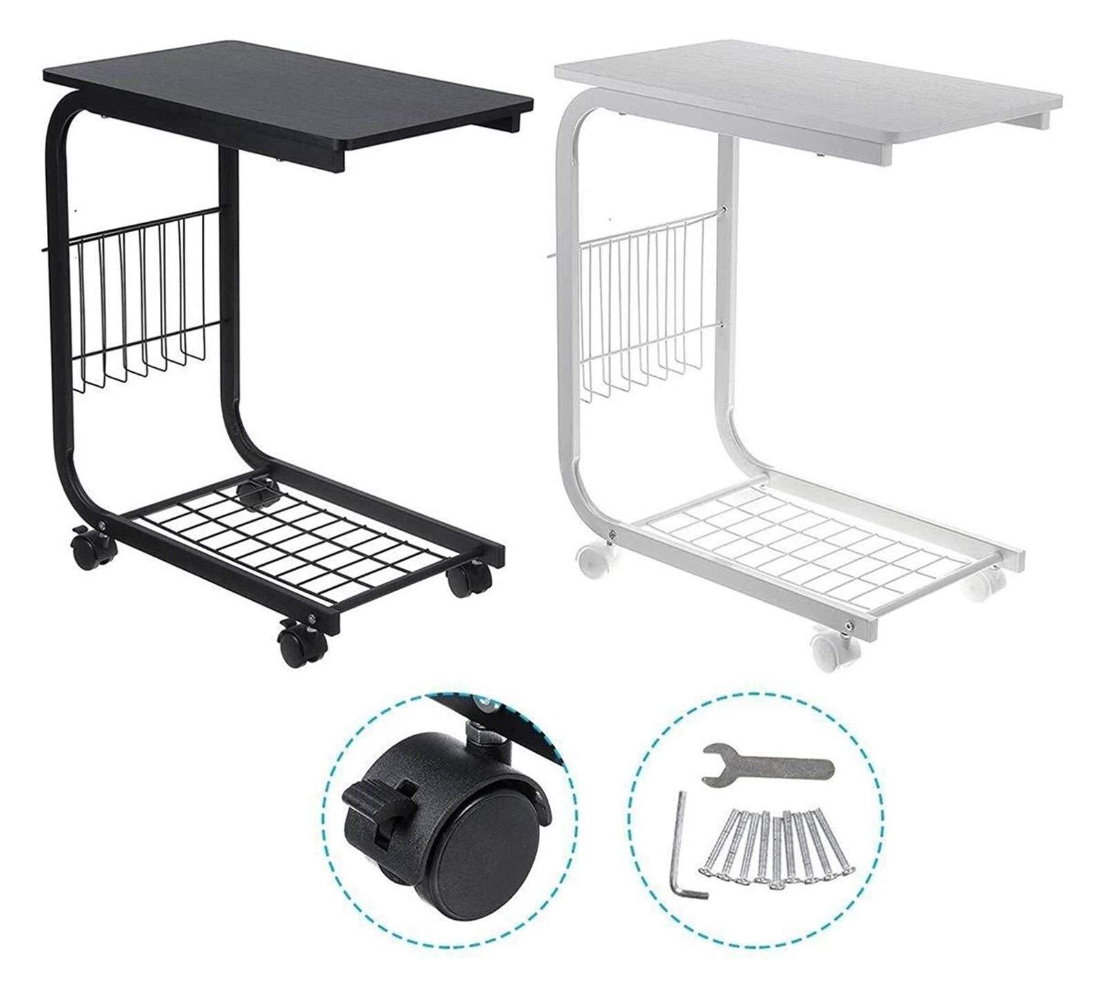Bàn làm việc Bàn ăn cạnh giường có bánh xe Side Table Laptop (All Black) - Skylife
