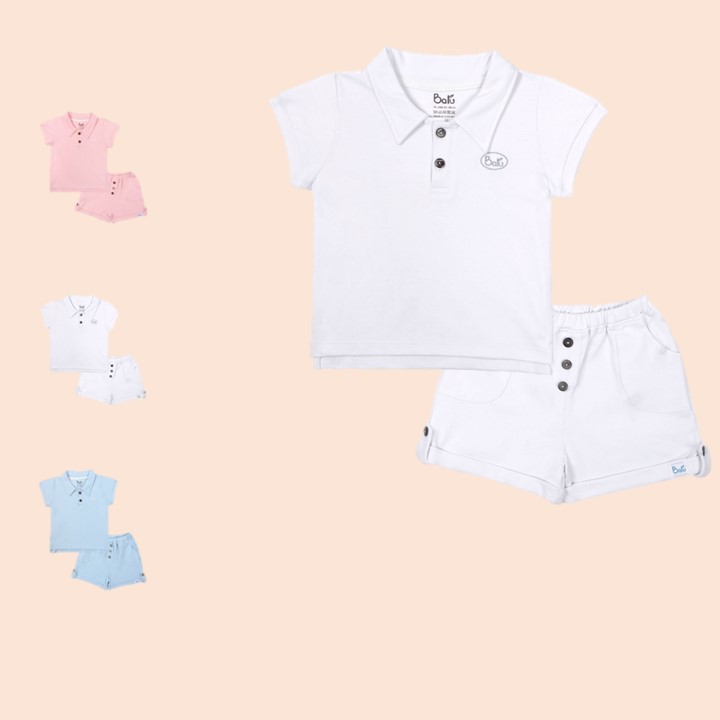 Bộ Áo Thun BARU Cotton Cổ polo Ngắn Tay + Quần Short Thời Trang quần áo trẻ em