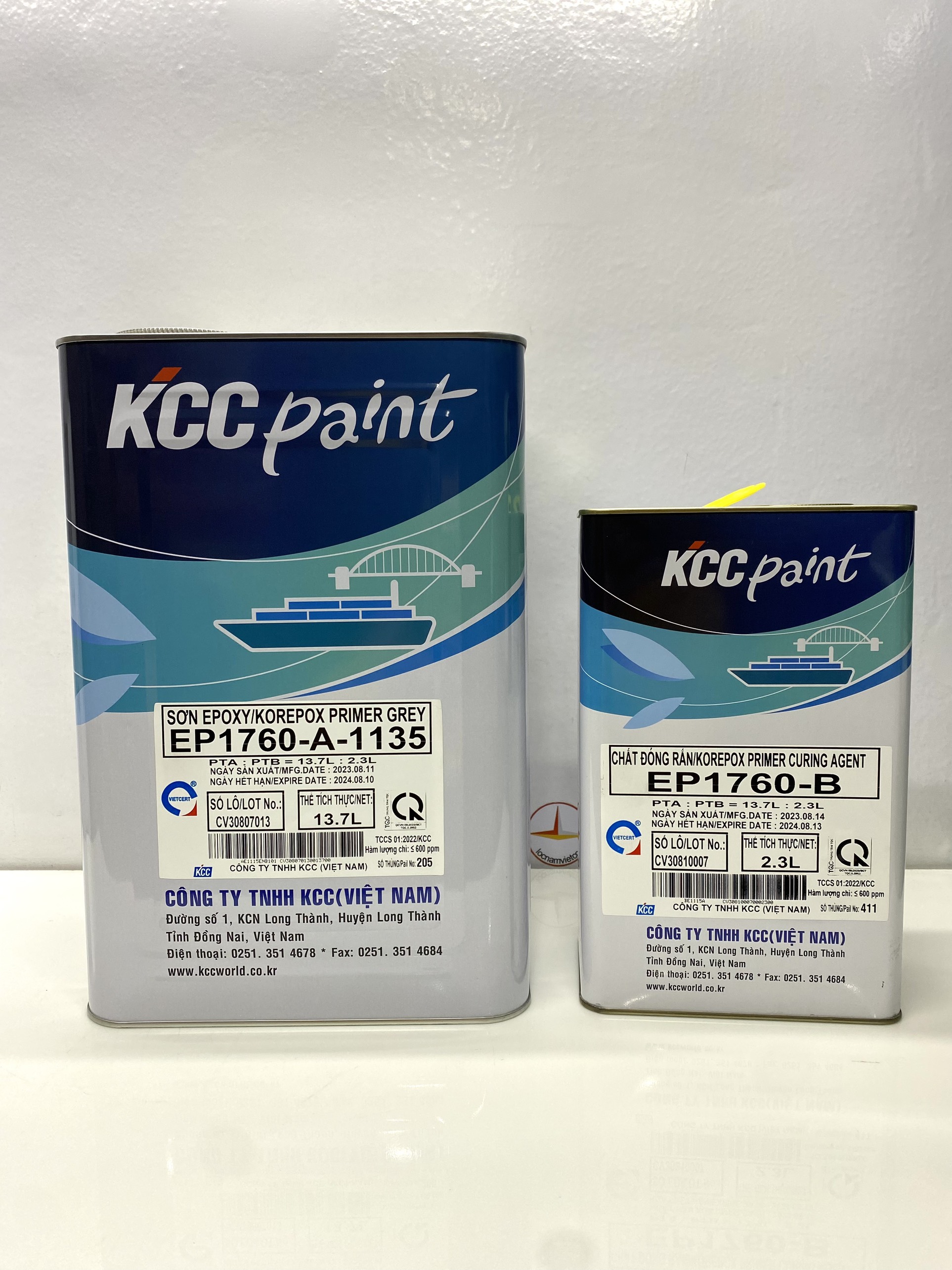 Sơn lót Epoxy KCC EP 1760 màu xám 16L/Bộ