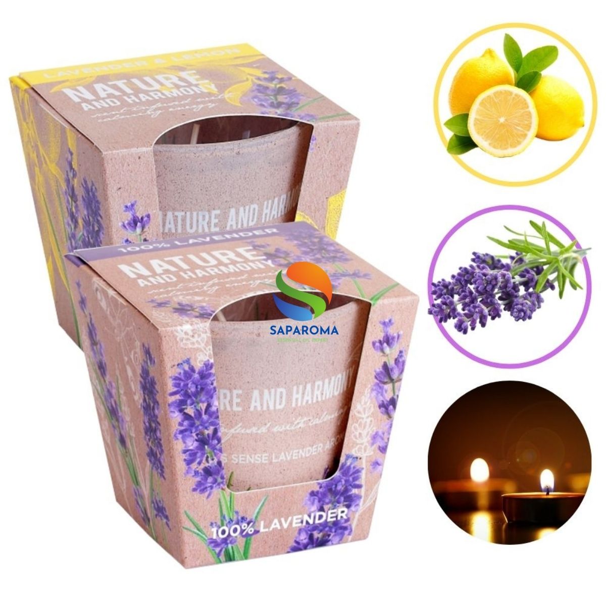 Combo 2 ly nến thơm tinh dầu Bartek Nature & Harmony 115g - oải hương chanh, nến trang trí, thơm phòng, thư giãn, hỗ trợ khử mùi