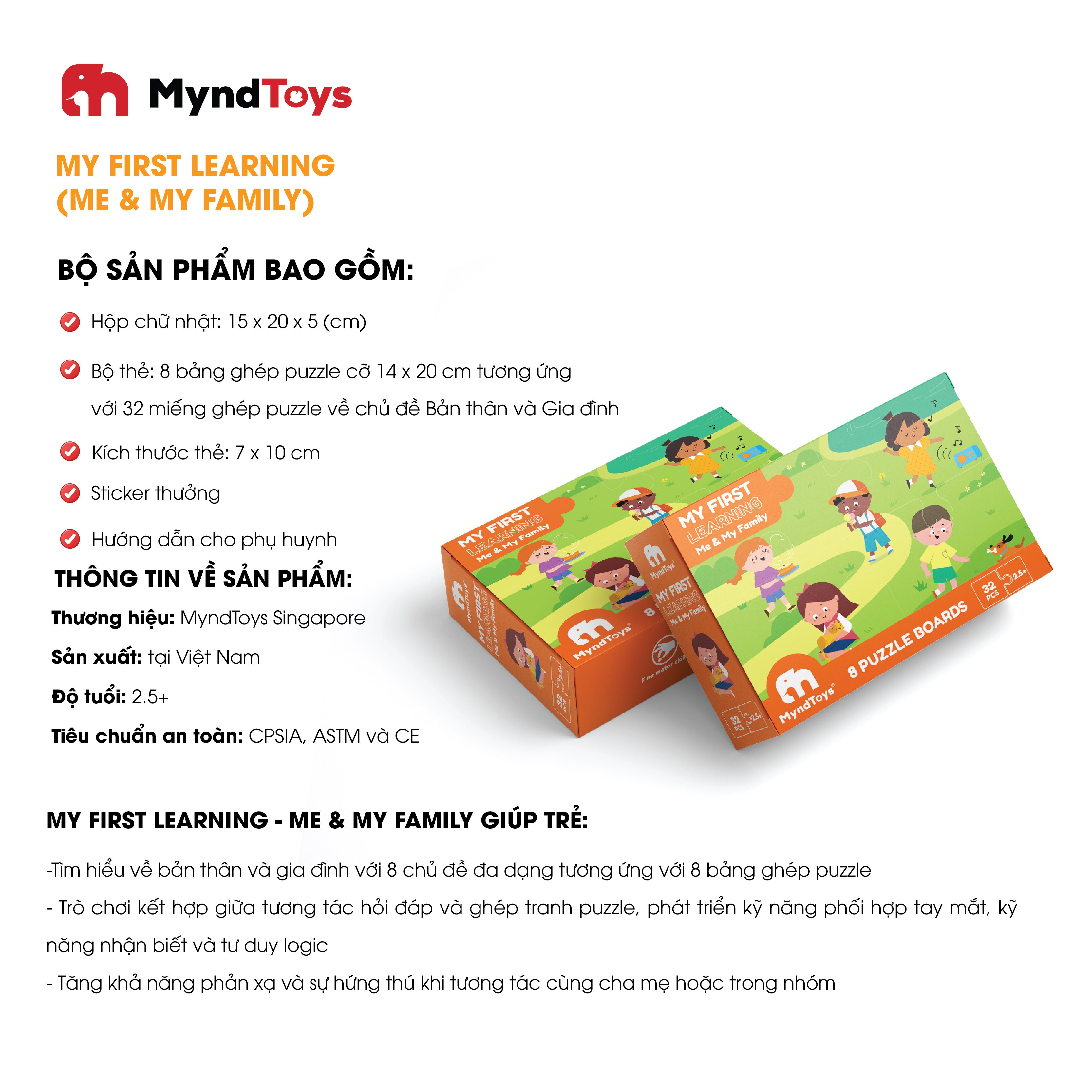 Đồ Chơi Giáo Dục Xếp Hình Myndtoys My First Learning - Me & My Family Dành Cho Các Bé Trên 3 Tuổi