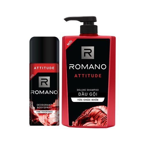 Combo Dầu gội nước hoa cho nam Romano Attitude 650gr & Xịt khử mùi toàn thân Attitude 150ml