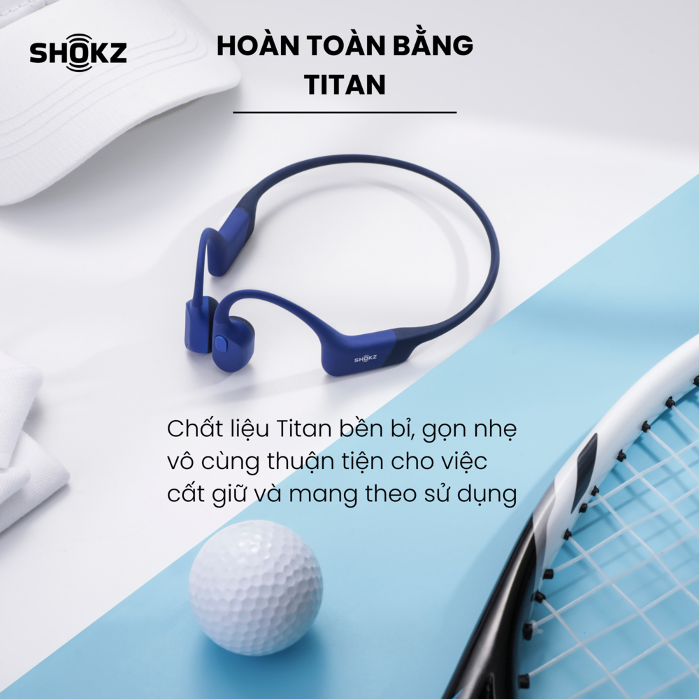 Tai Nghe Bluetooth Thể Thao Truyền Âm Thanh Qua Xương SHOKZ OPEN RUN S803 Màu Xanh Dương - Hàng chính hãng