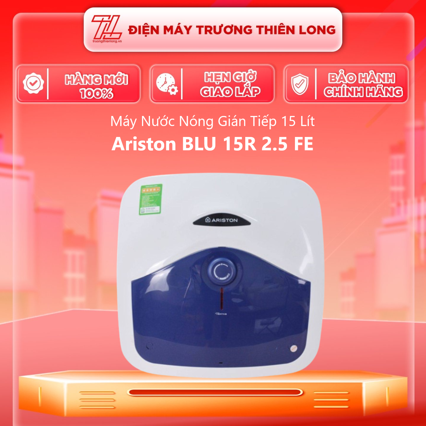 BLU 15 R 2.5 FE - Máy Nước Nóng Ariston BLU 15R 2.5 FE Gián Tiếp 15 Lít - Hàng Chính Hãng
