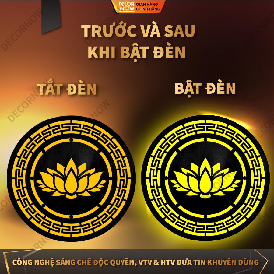 Đèn Hào Quang Phật In Tranh Trúc Chỉ CNC DECORNOW 30,40 cm, Trang Trí Ban Thờ, Hào Quang Trúc Chỉ VÂN GỖ DCN-TCC9