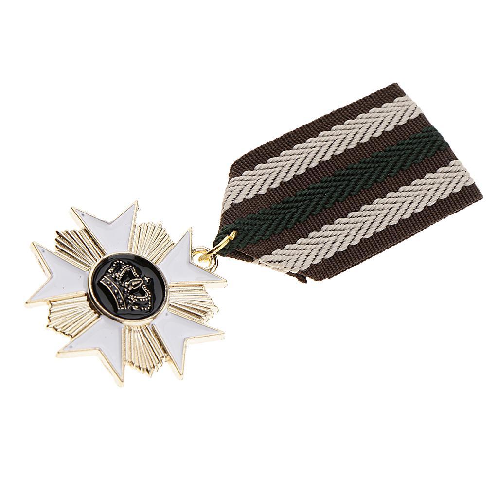 10Pcs Striped Fabric Medal Badge Collar Brooch Uniform Corsage Jewelry