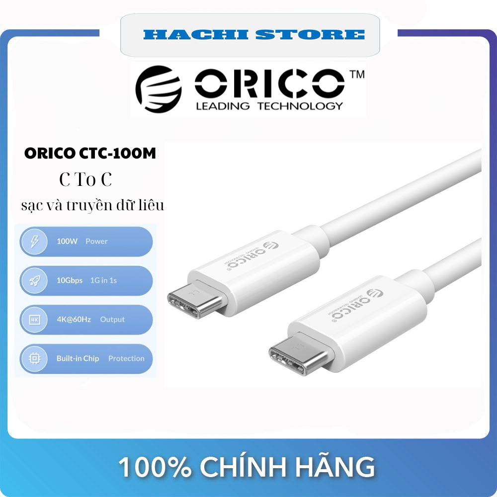 Hình ảnh Cáp sạc nhanh và truyền dữ liệu Type-C to Type-C Orico CTC100M Video 4K,PD100W,10Gbps - Hàng chính hãng