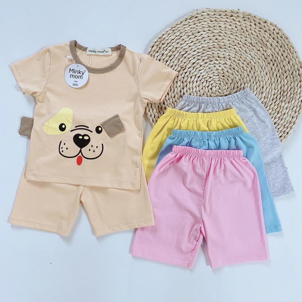 Bộ Cộc Cotton100% Minky Mom Họa Tiết Động Vật Có Tai chéo Cho Bé