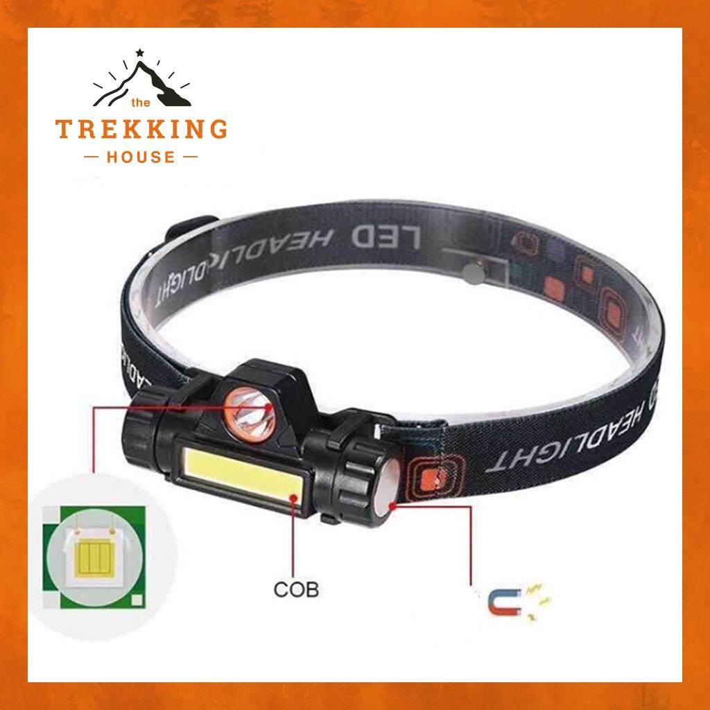 Đèn pin đội đầu leo núi 2 bóng LED siêu sáng, đèn pin led đội đầu dã ngoại đa năng