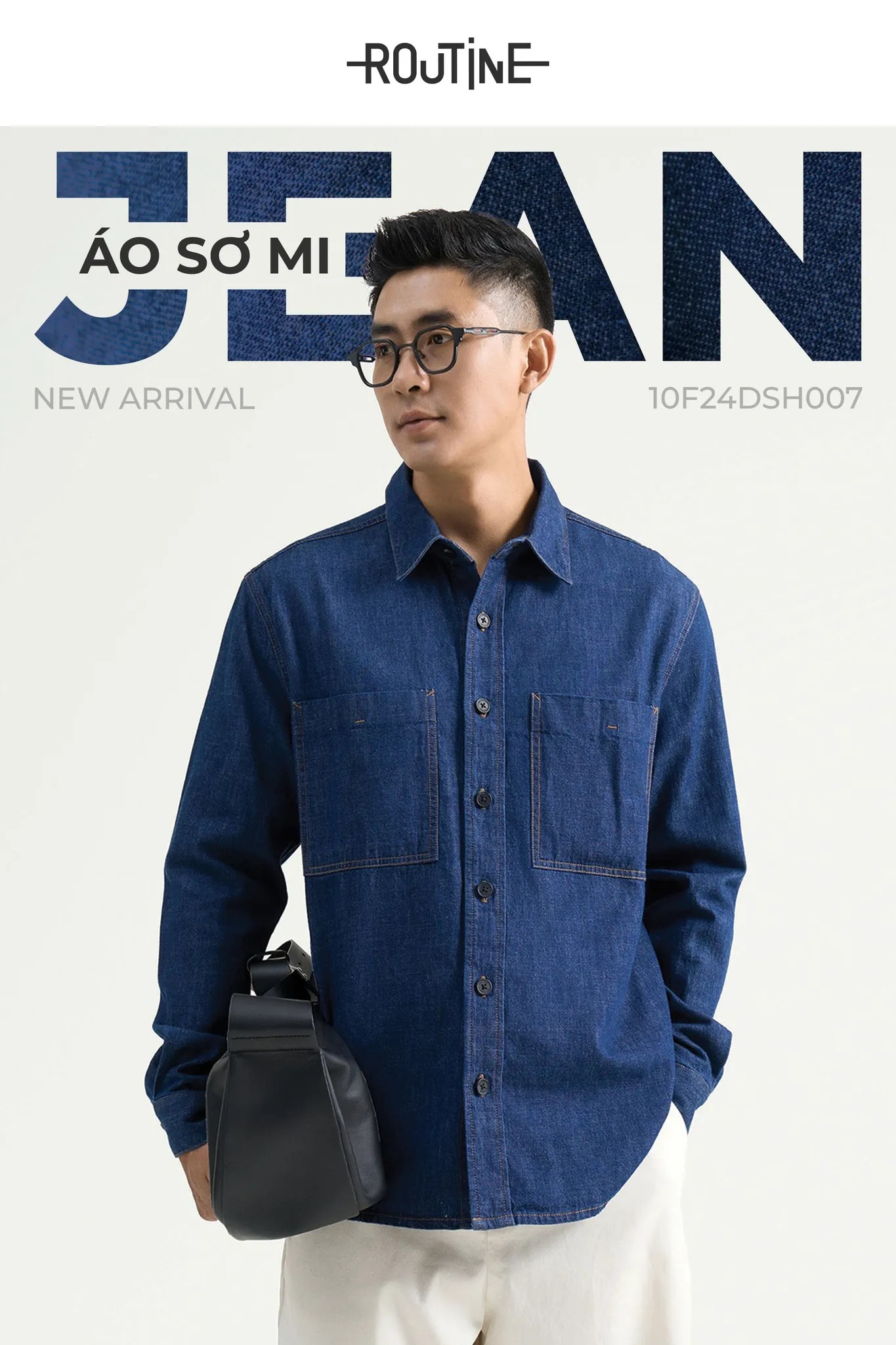 Áo sơ mi jeans nam. Regular - RT 10F24DSH007 | ROUTINE CÀ MAU