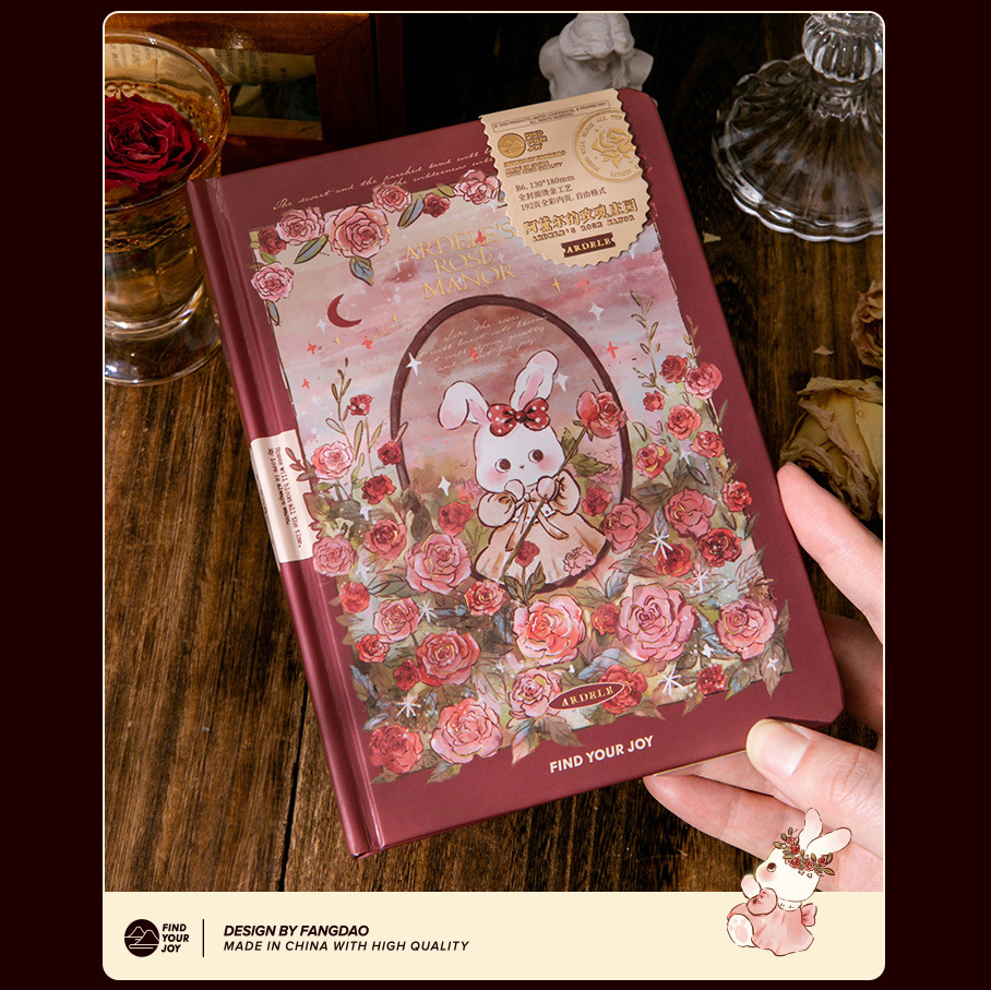 Sổ Tay Bìa cứng - sổ nhật kí phong cách cổ điển , vintage siêu đáng yêu - Bunny And Rose