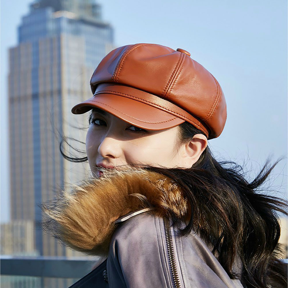 Mũ nồi da bóng trơn - nón beret thuỷ thủ thời trang, phong cách Hàn