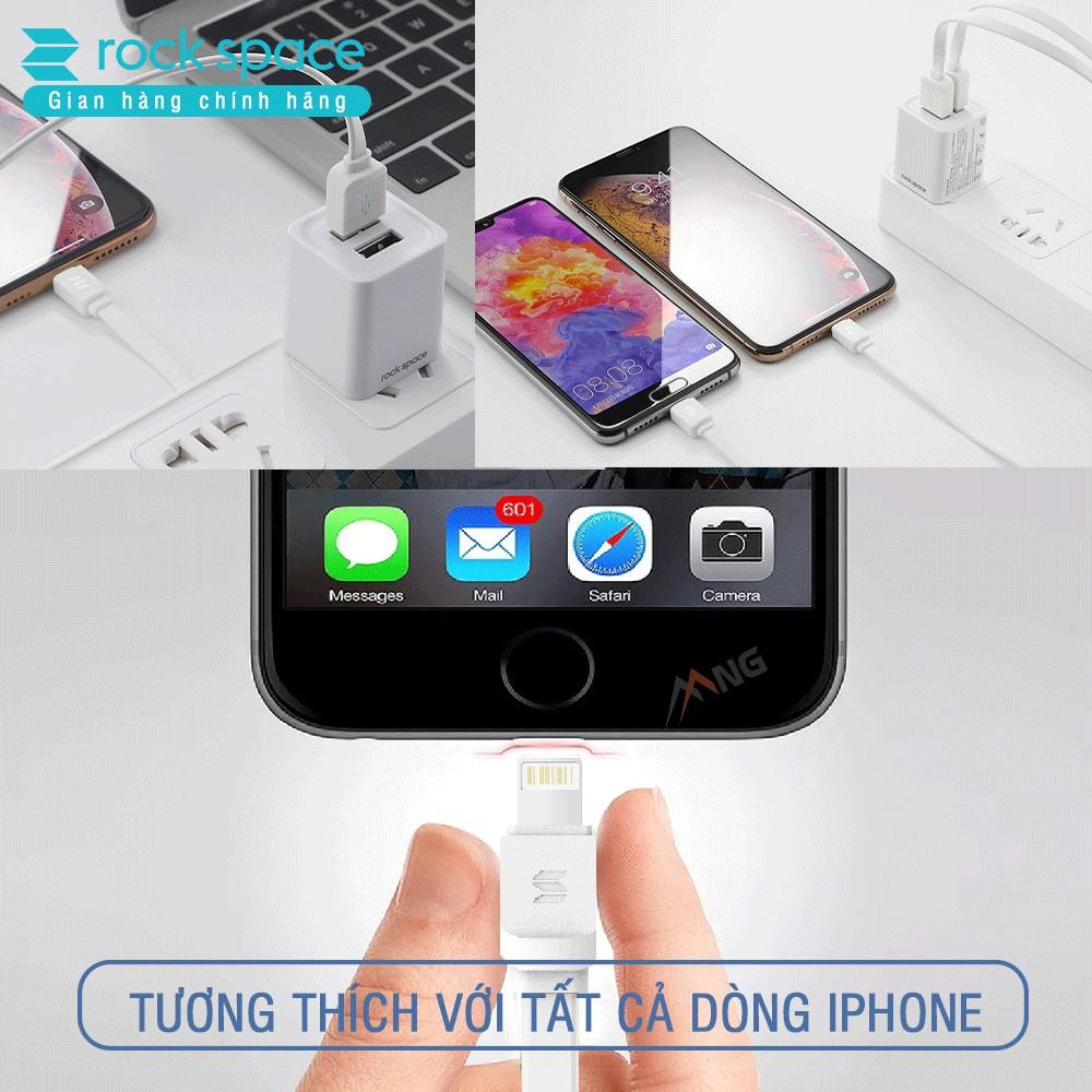 Bộ củ cáp sạc nhanh Rockspace T22 PRo dành cho Iphone , 2 cổng sạc nhanh không nóng máy - Hàng chính hãng