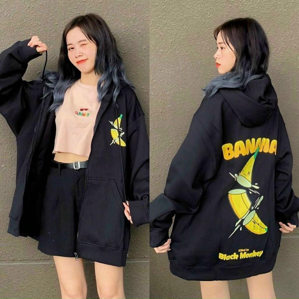 Áo Hoodie UNisex Dành Cho Nam Cho Nữ Cho Cặp Đôi Có Mũ Form Rộng In Hình BANANA