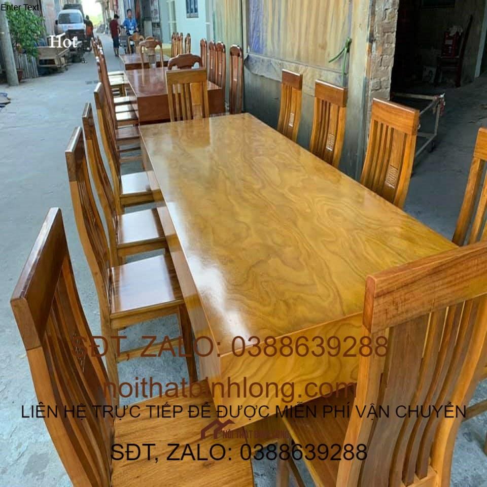 Bộ Bàn ăn 10 Ghế Thọ Lệch Gỗ Cẩm Vàng