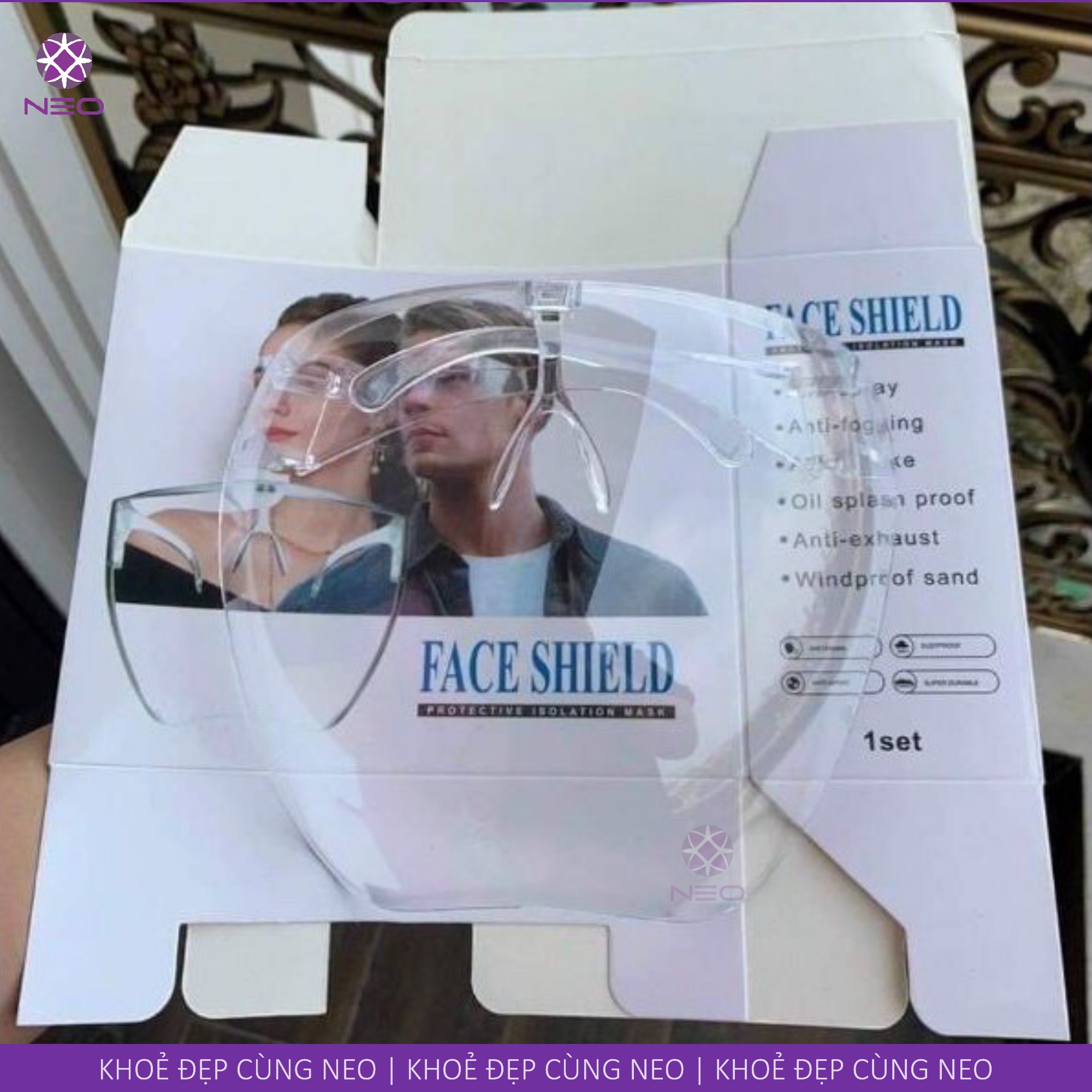 Mặt nạ chắn giọt bắn, kính bảo hộ trong suốt che hết khuôn mặt/ Clear Safety Face Shields Full Face Protective Reusable