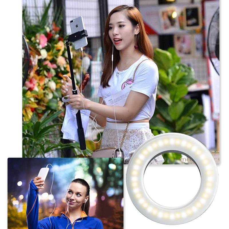 Đèn Led Tròn Gắn Điện Thoại Hỗ Trợ Chụp Ảnh Selfie 3 Màu
