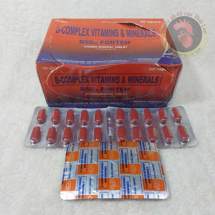 Thuốc gà đá - B50 / 2 FORTEN - thuốc bổ cho gà đá - gà óm - COMBO 1 VĨ / 10 VIÊN