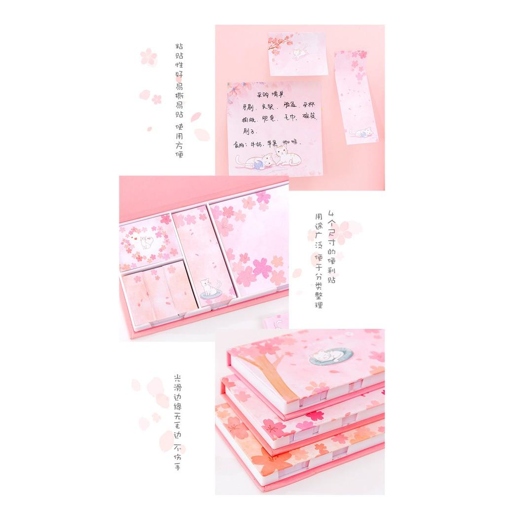 Hộp giấy nhớ, ghi chú, giấy note, giấy giao việc kiểu Hàn Quốc - Hộp 6 loại note ghi chú, bookmark tiện lợi