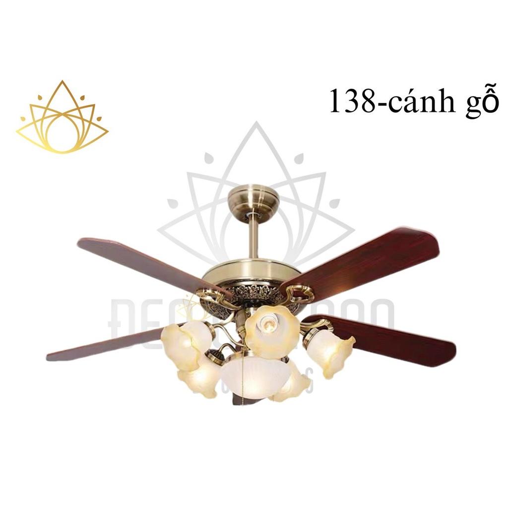 Quạt trần đèn tân cổ điển 6 tốc độ gió,kèm điều khiển từ xa,trang trí phòng khách,ngủ,bếp ăn
