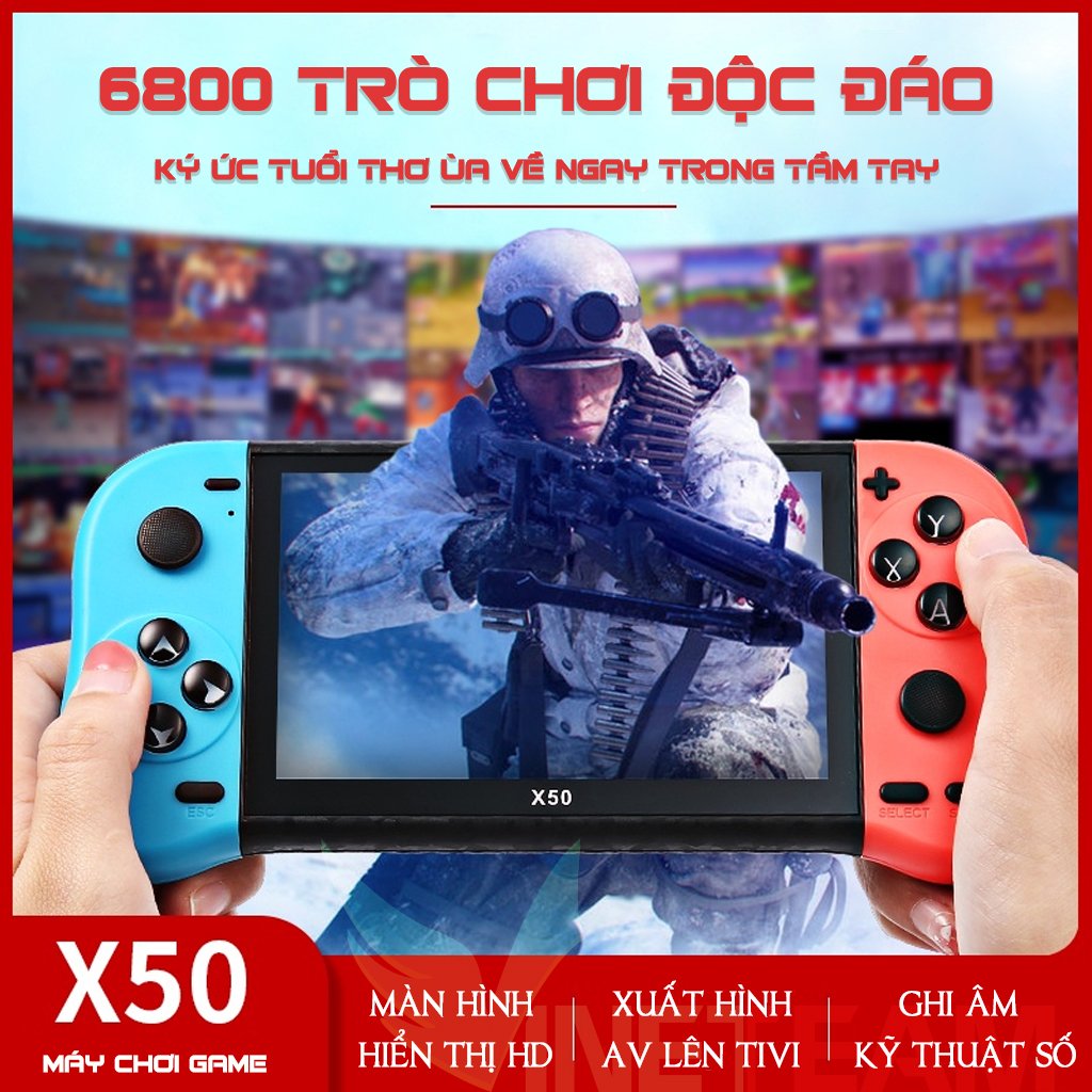 Máy Chơi Game Cầm Tay Vinetteam X50 5.1 Inch Chơi Game 6800 Trò Chơi GBA, GBC, GAME Thùng Hỗ Trợ Thẻ TF Tải Game Nghe Nhạc Xem Phim – Hàng Chính Hãng