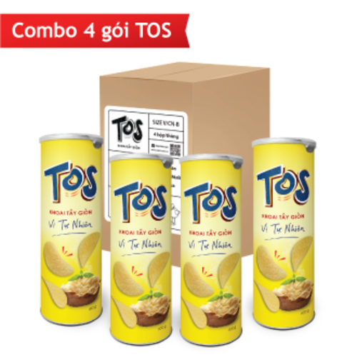 Combo 4 Lon TOS Khoai Tây Giòn Vị Tự Nhiên - 100g/lon