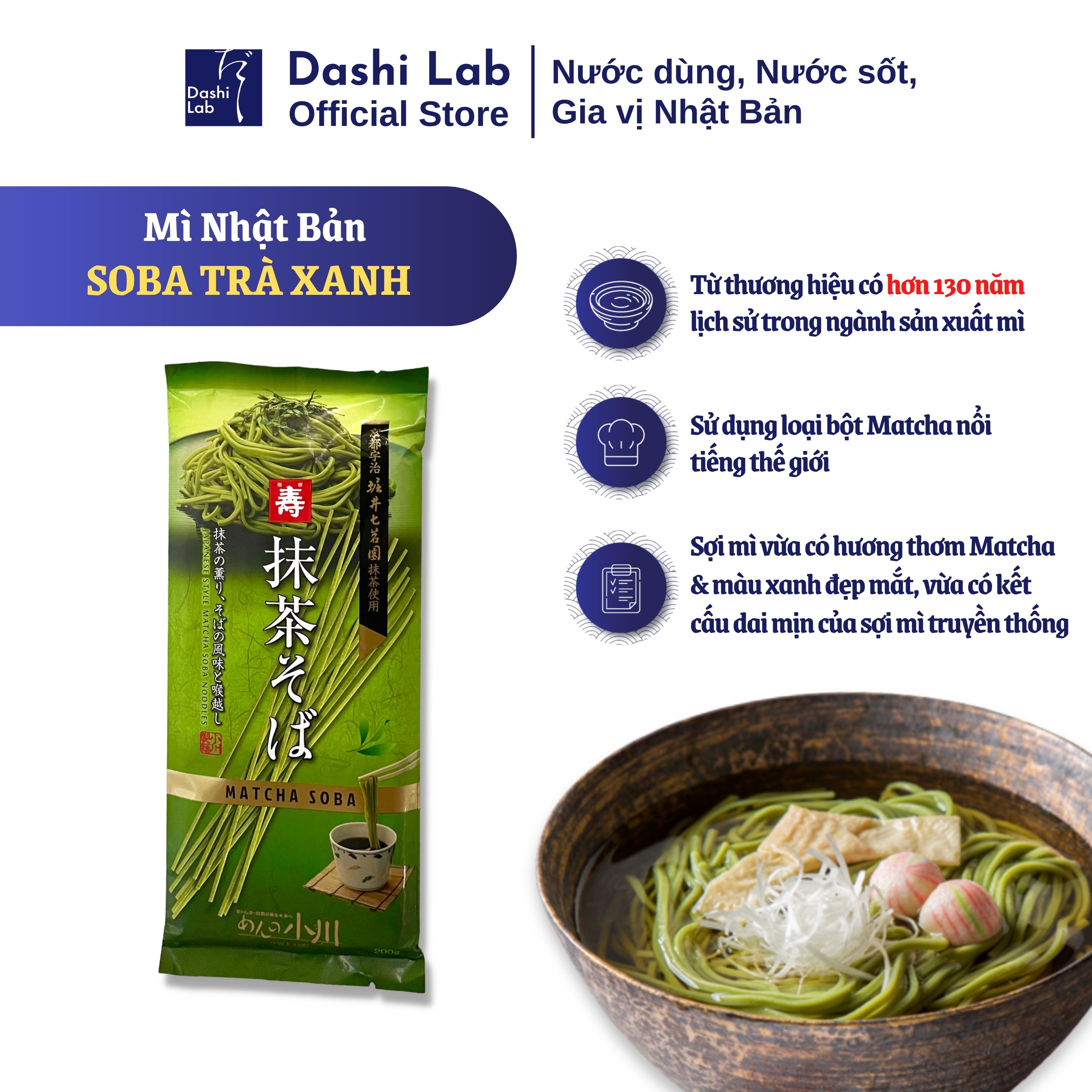 Combo Nước Dùng HAPPO DASHI Nhật Bản DASHI LAB 340g Và 1 Gói MÌ SOBA MATCHA 200g  Hương Vị Truyền Thống Đậm Đà