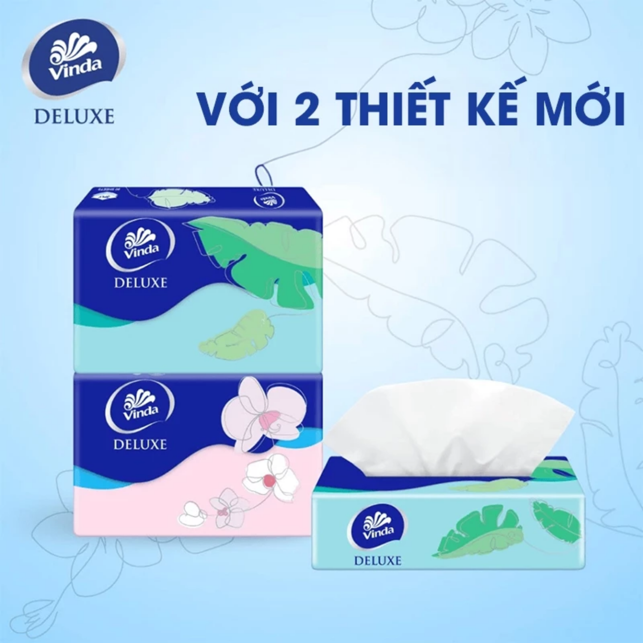 Khăn Giấy Rút Cao Cấp Vinda Deluxe 3 Lớp - M - 90 tờ (5 Gói)