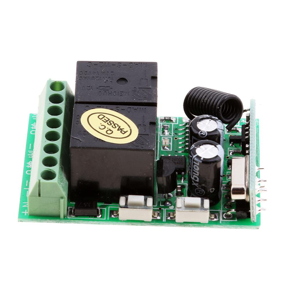 2 Channel RF Wireless Remote Control System DC12V 10A Relay Receiver Module for Garage Door Openers, Cars, LED Light