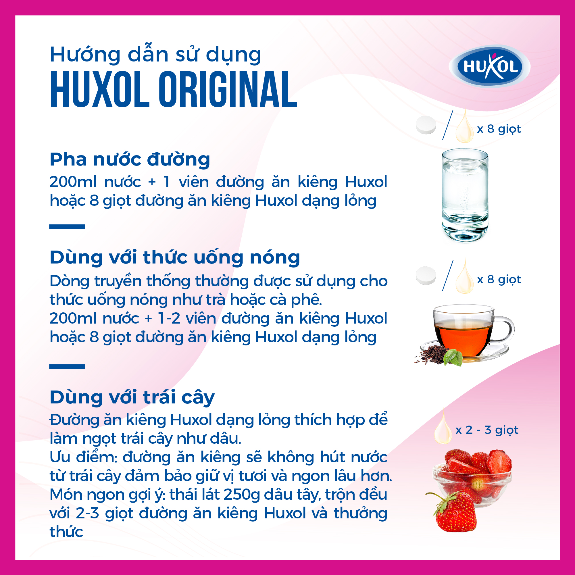 Combo Đường Ăn Kiêng Sweetener Huxol - 1xCỏ Ngọt Stevia 125ml-2xOriginal 200ml - Nhập khẩu từ Đức - Dành cho người tiểu đường, giảm cân, cao huyết áp