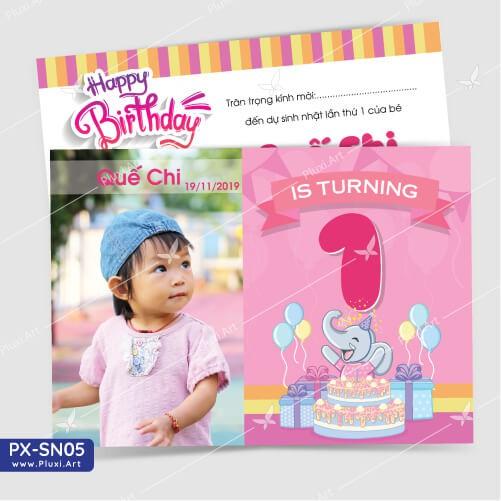 Thiệp thôi nôi – sinh nhật theo yêu cầu Pluxi