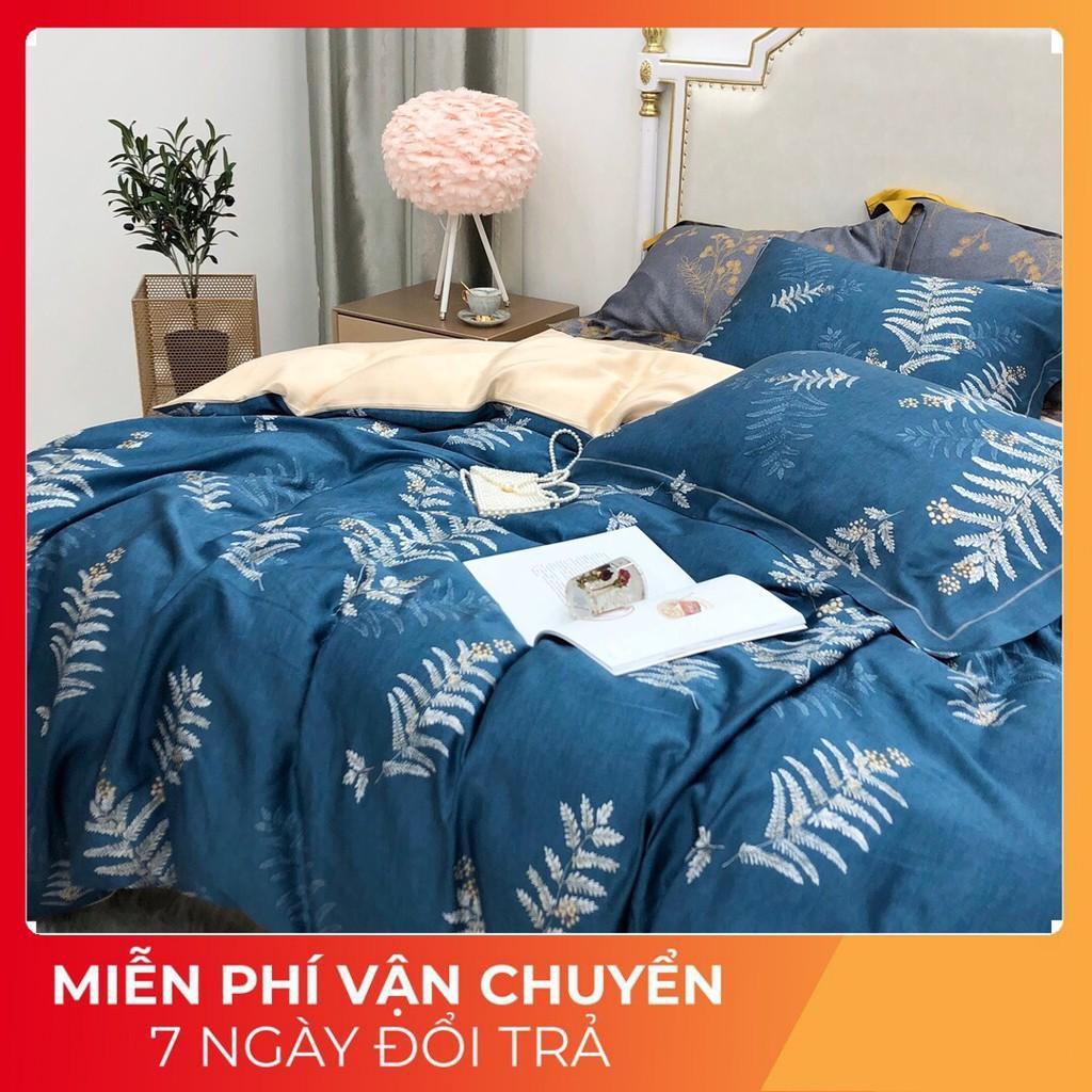 Bộ chăn ga gối lụa Tencel 60s, 4 món tiêu chuẩn, siêu mát, mịn, Freesize, họa tiết sang trọng
