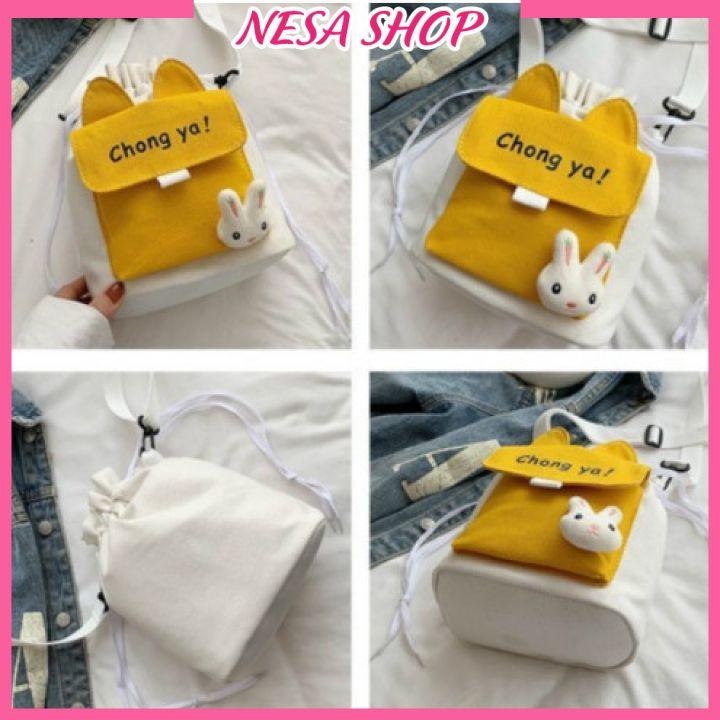 Túi đeo chéo nữ ChongYa vải canvas dây rút lạ mắt, Túi đeo chéo mini đeo đi chơi, đi du lịch NeSa Shop