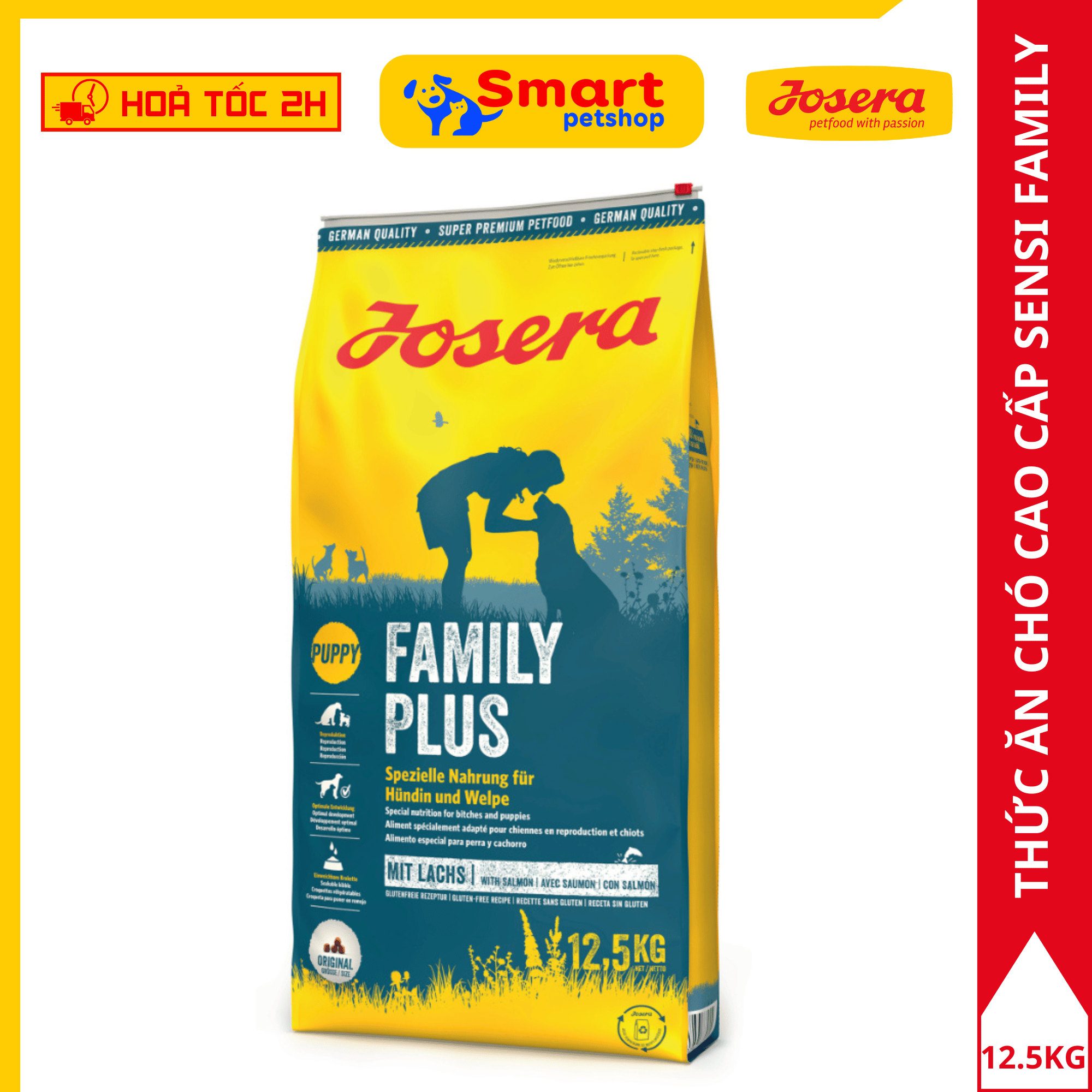 Thức Ăn Chó Cao Cấp Size Lớn Dành Cho Chó Mang Thai, Chó Con, Chó Mẹ - Josera Family Plus 12,5kg