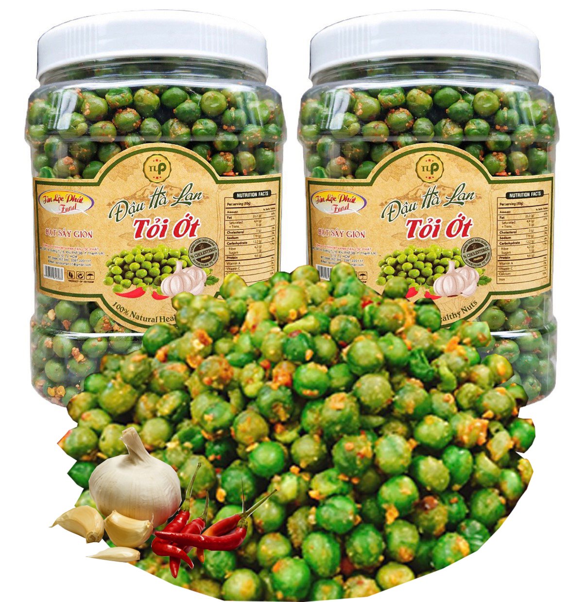 500G ĐẬU HÀ LAN SẤY TỎI ỚT GIÒN NGON