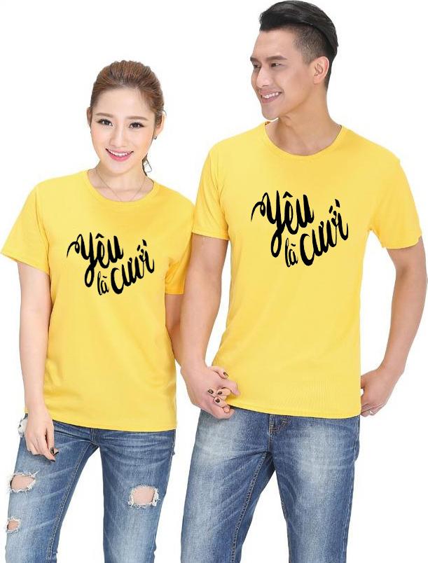 Bộ Áo Thun Đôi Nam Nữ  Màu Vàng A11316