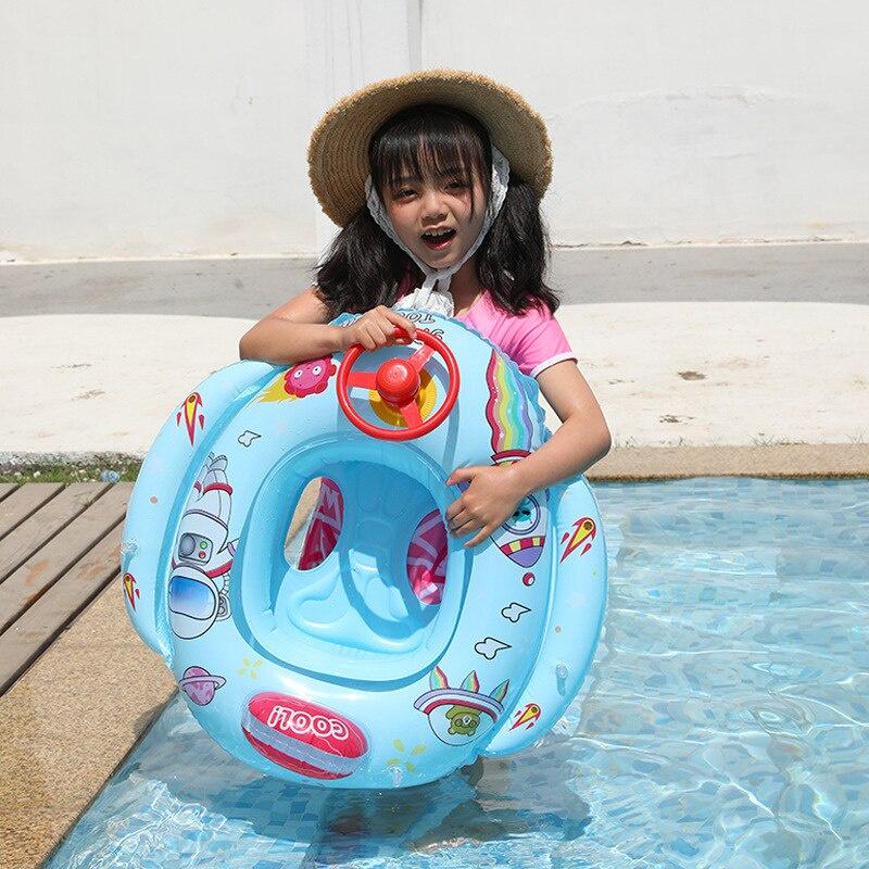 Phim hoạt hình dễ thương Bể bơi cho trẻ sơ sinh bơm hơi Phao bơi cho trẻ em có vô lăng Ghế nước Phao cứu sinh