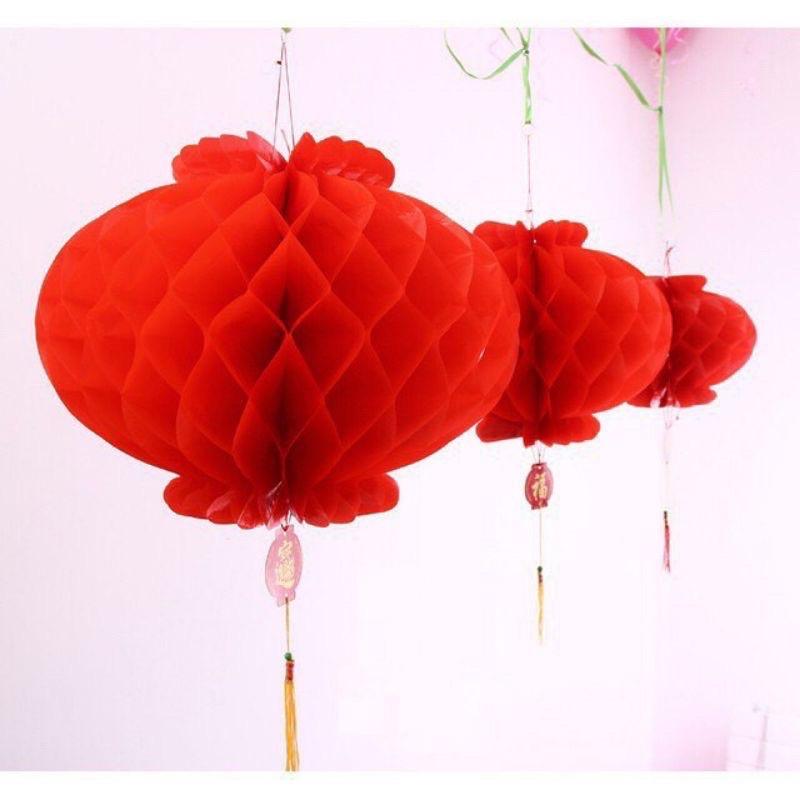 10 đèn lồng đỏ nilong Chữ Phúc , trang trí năm mới , sự kiện