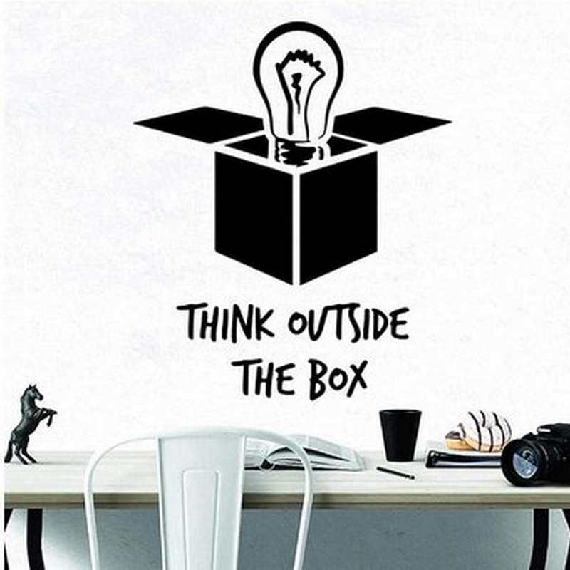 Decal Tiếng Anh Dán Trang Trí Văn Phòng Truyền Cảm Hứng "Think outside the box" mẫu số 1