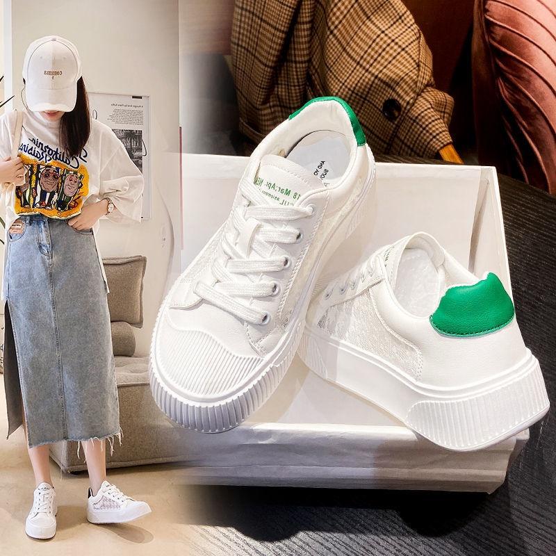 Breathable net gauze small white shoes girls 2022 summer new flat soles students thick soles leisure sports board shoes