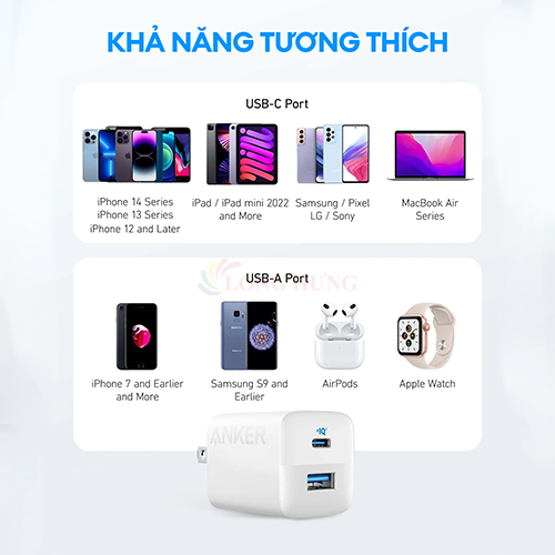 Hình ảnh Cốc sạc Anker 323 1USB 1Type-C 33W PIQ 3.0/PD A2331 - Hàng chính hãng