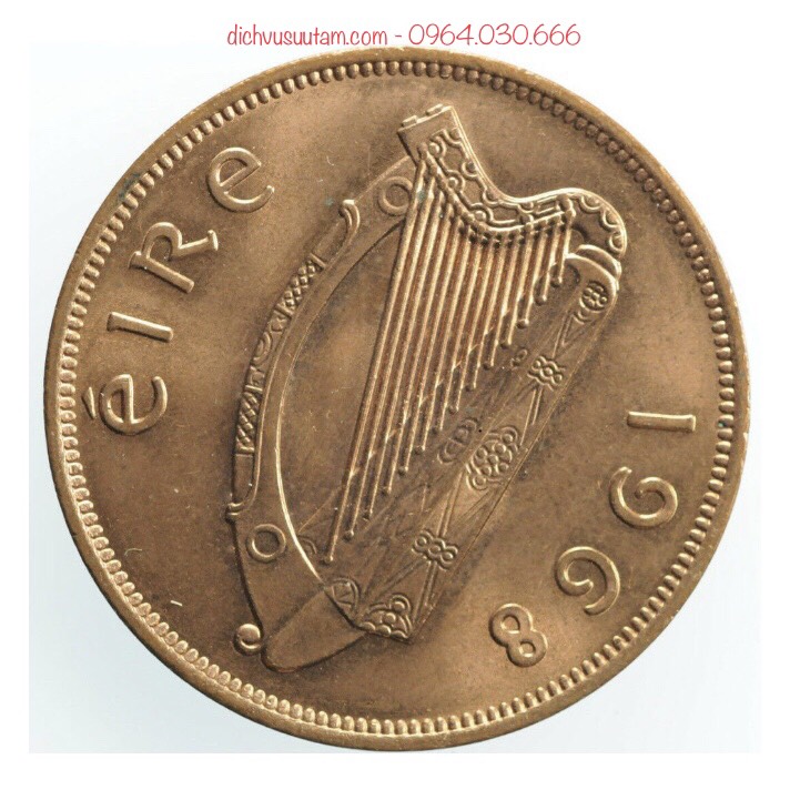 Đồng xu ma mắn Ireland 1 penny con Gà, top 10 đồng xu may mắn nhất thế giới