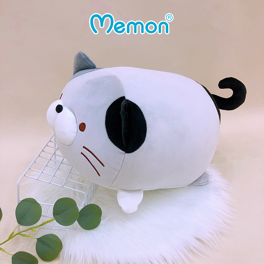 Gấu Bông Mèo Béo Nằm 40cm Cao Cấp Memon, Mèo Corgi Bông Chân Ngắn Dễ Thương