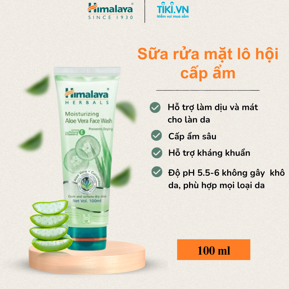 Sửa Rửa Mặt Lô Hội Và Dưa Leo Dưỡng Ẩm Chuyên Sâu Himalaya 100 ml