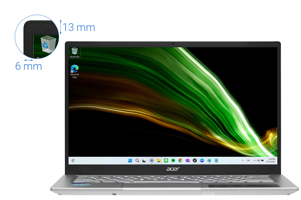 Máy Tính Xách Tay Laptop Acer Swift 3 SF314-511-55QE (Core i5-1135G7, 16GB, 512GB NVMe SSD, Intel Iris Xe Graphics, 14 inch FHD, Win11H, Sliver, 1.19Kg, 4 Cell) - Hàng Chính Hãng