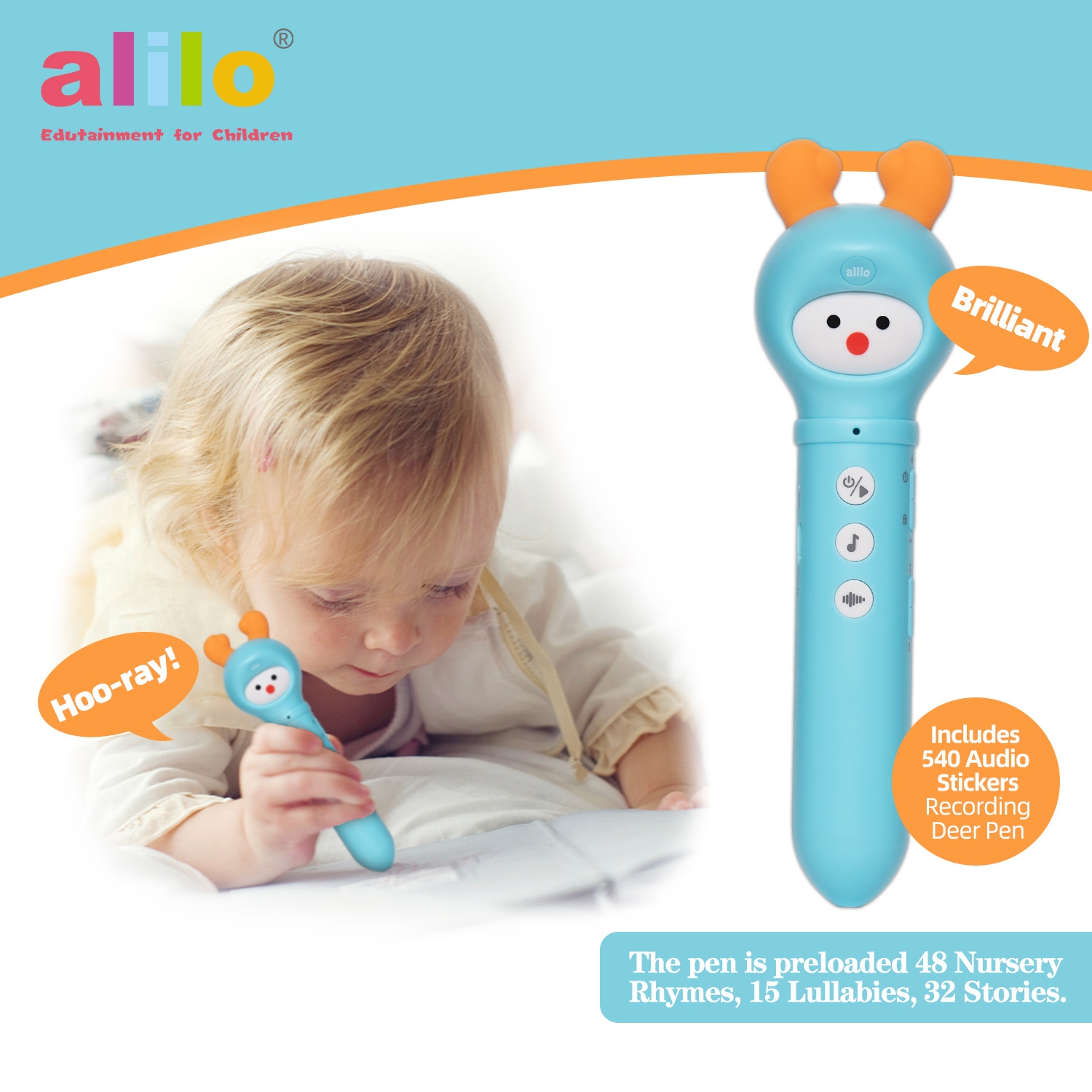 Bút biết nói thông minh Alilo D3C Early Educational Talking Pen - Đồ chơi giáo dục sớm hỗ trợ bé 2-6t học ngoại ngữ - Hàng chính hãng - An toàn chất lượng quốc tế